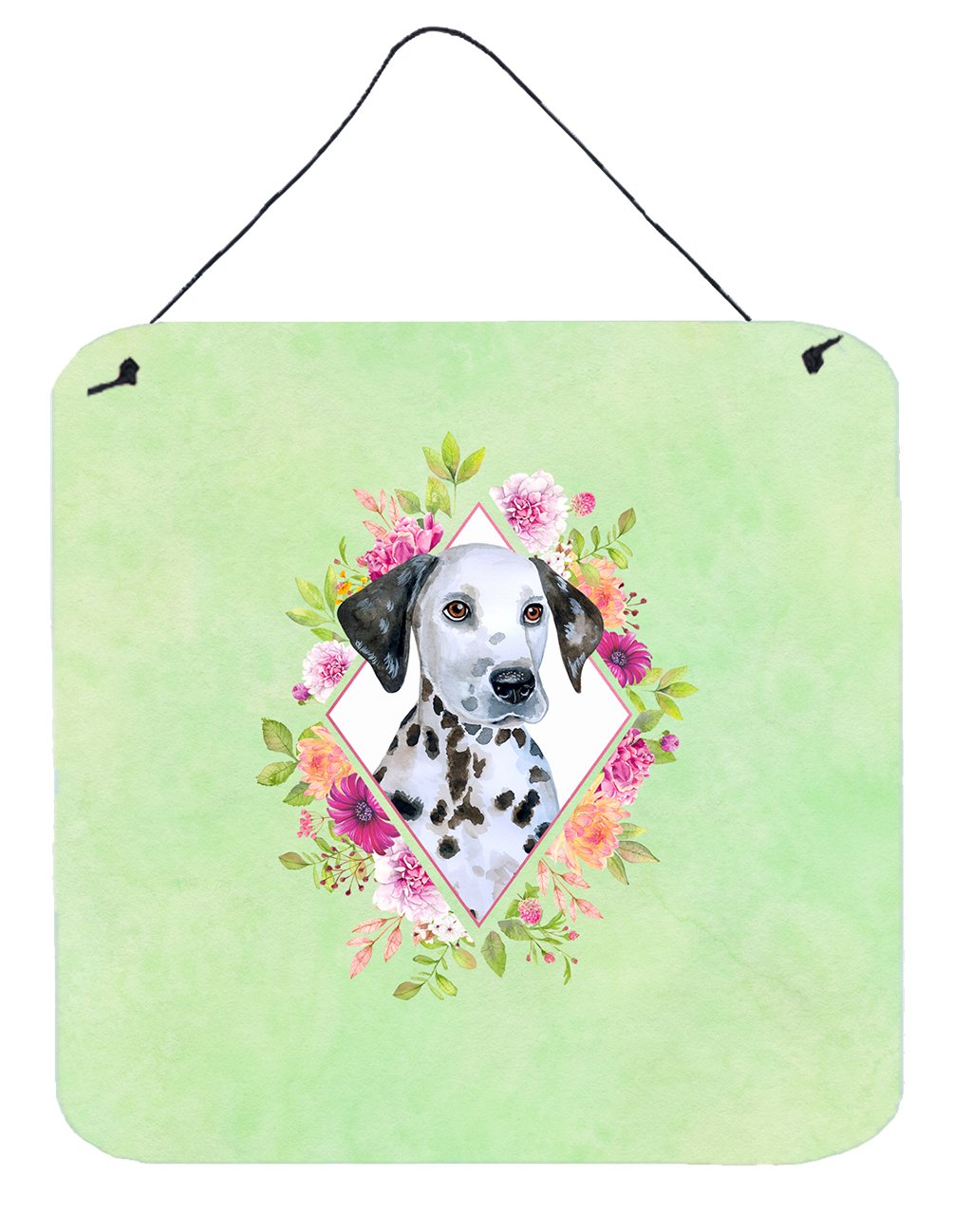 Dalmatian Puppy Green Flowers Wall or Door Hanging Prints CK4296DS66 by Caroline's Treasures