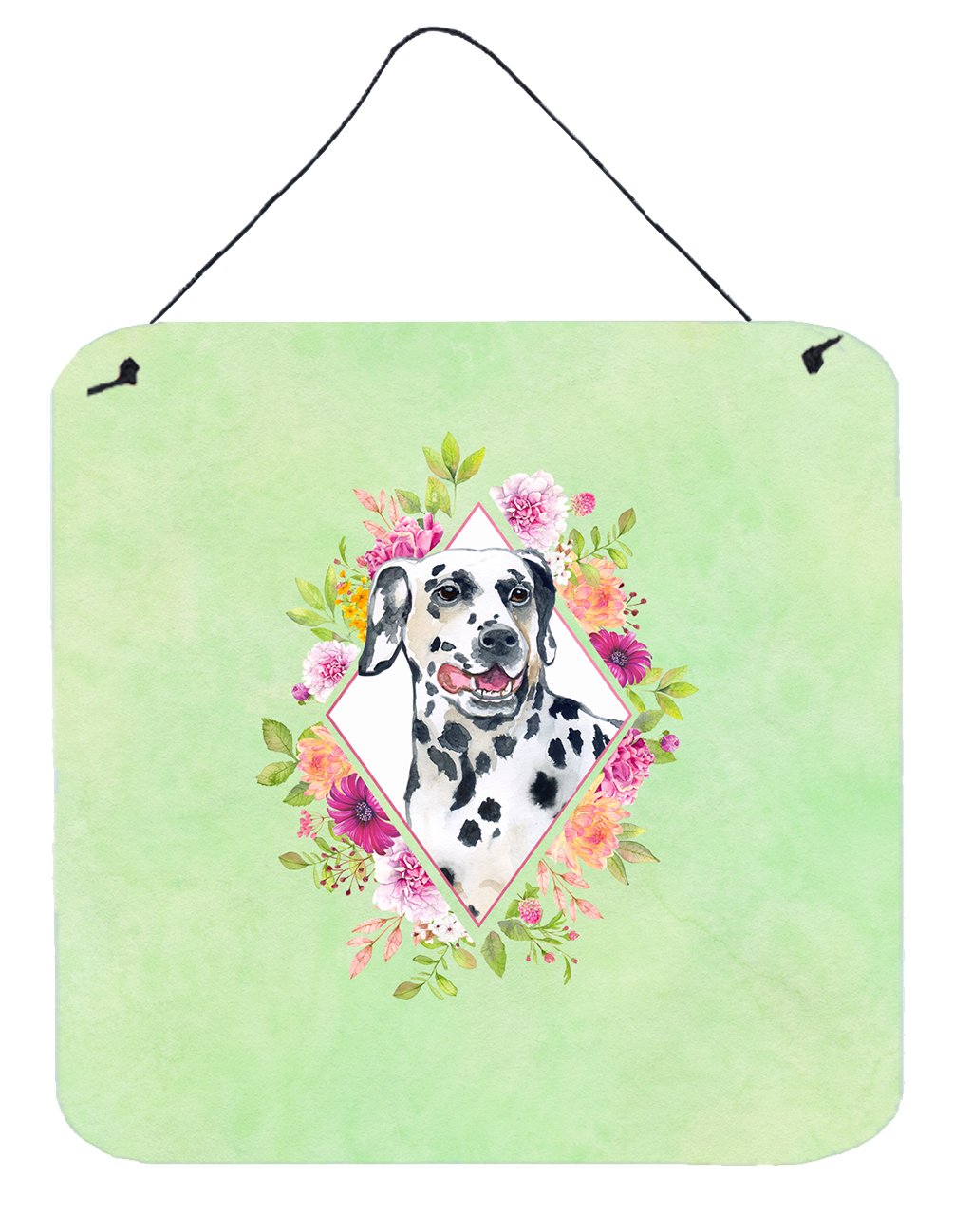 Dalmatian Green Flowers Wall or Door Hanging Prints CK4297DS66 by Caroline&#39;s Treasures