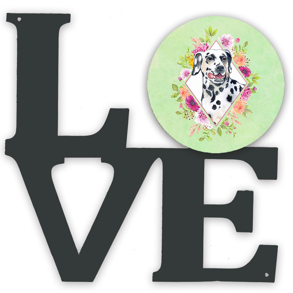 Dalmatian Green Flowers Metal Wall Artwork LOVE CK4297WALV by Caroline&#39;s Treasures