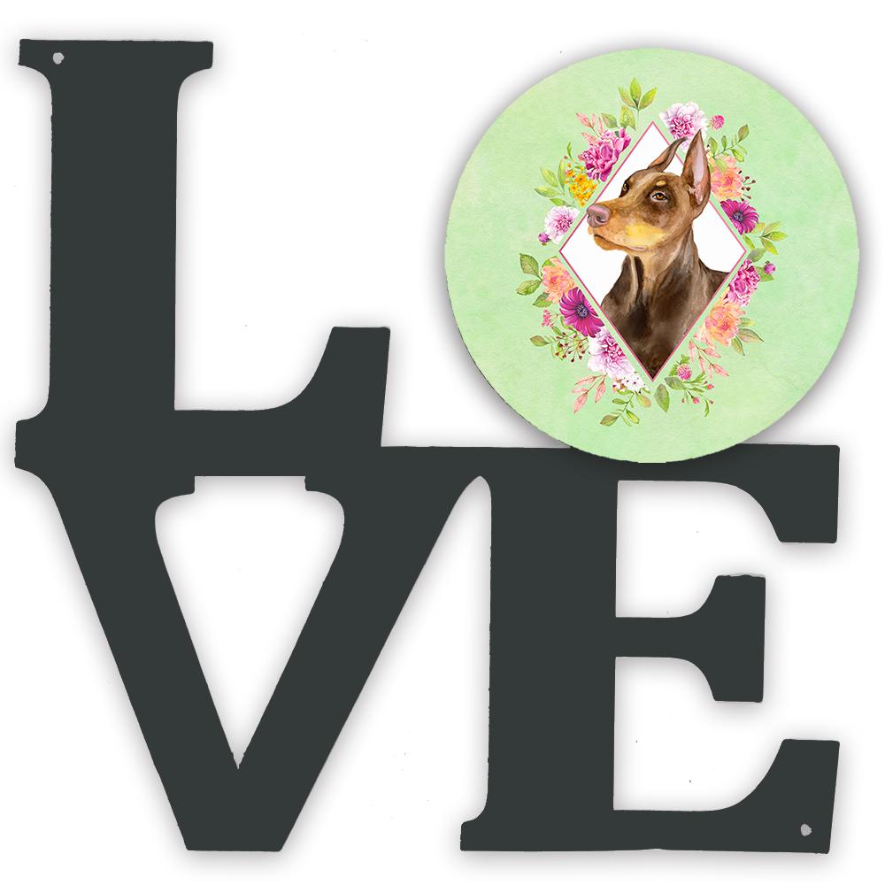 Doberman Pinscher Green Flowers Metal Wall Artwork LOVE CK4298WALV by Caroline's Treasures