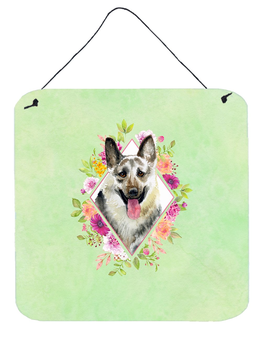 Eastern German Shepherd Green Flowers Wall or Door Hanging Prints CK4299DS66 by Caroline's Treasures