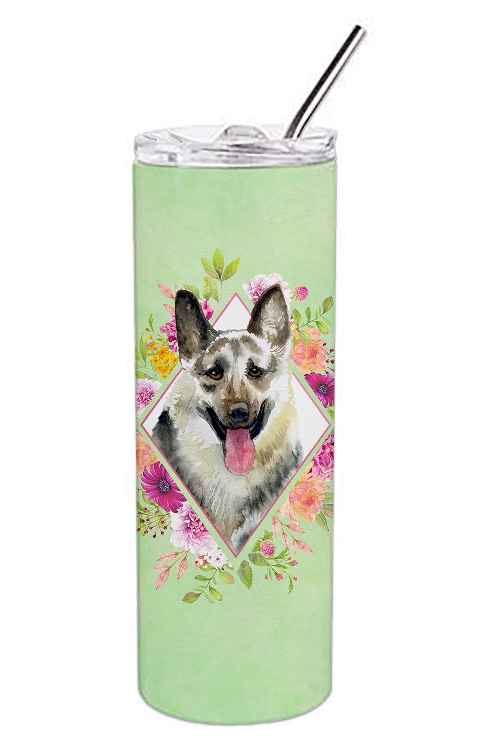 Eastern German Shepherd Green Flowers Double Walled Stainless Steel 20 oz Skinny Tumbler CK4299TBL20 by Caroline's Treasures