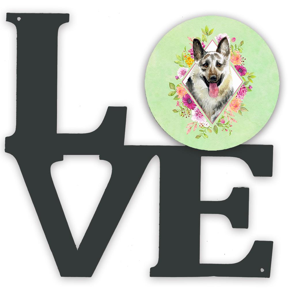 Eastern German Shepherd Green Flowers Metal Wall Artwork LOVE CK4299WALV by Caroline&#39;s Treasures