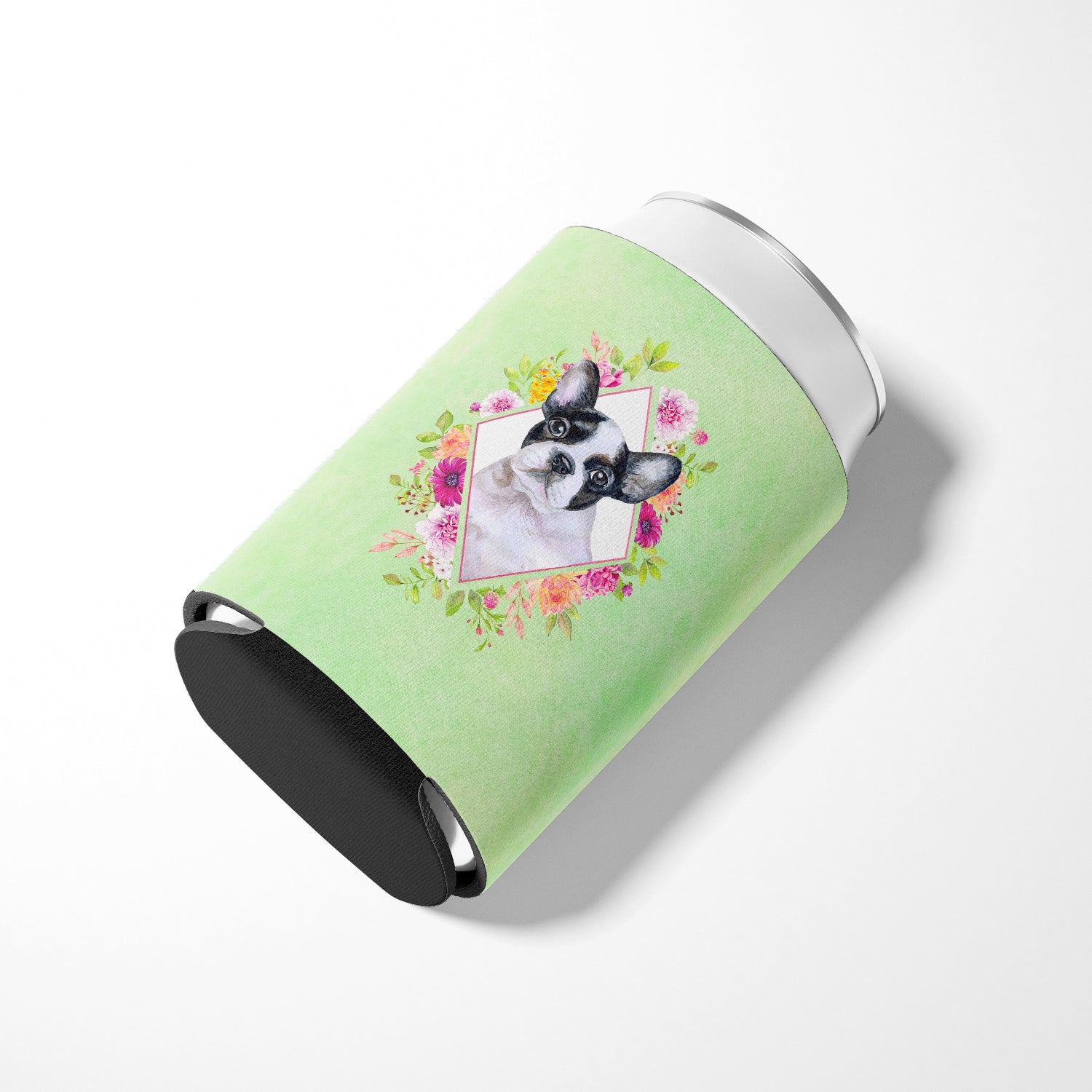 French Bulldog Green Flowers Can or Bottle Hugger CK4303CC  the-store.com.