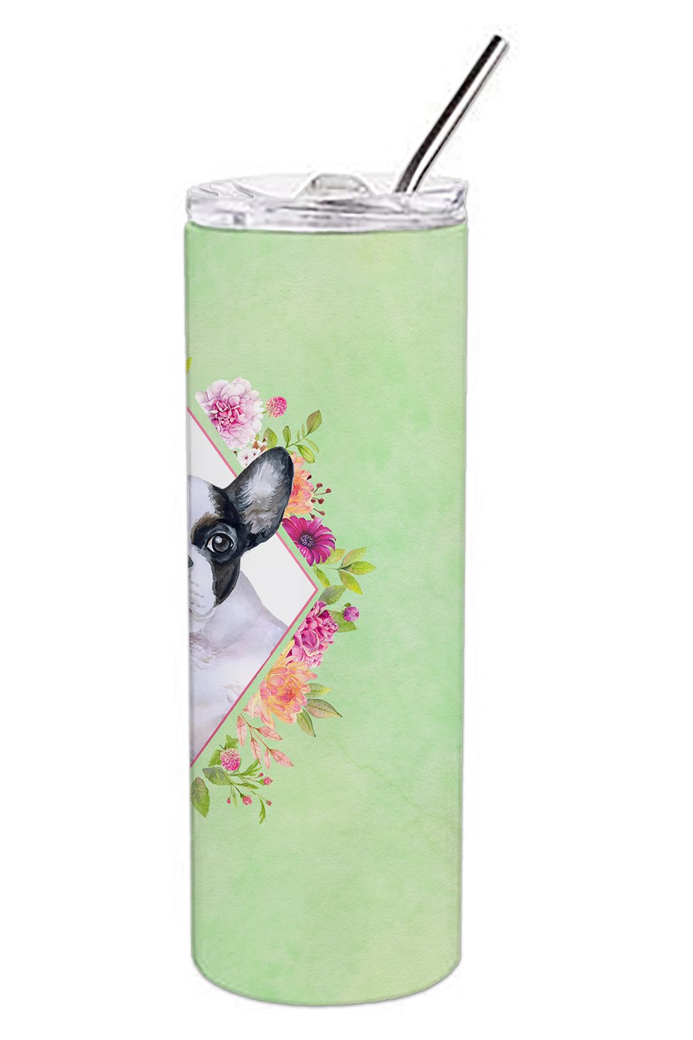 French Bulldog Green Flowers Double Walled Stainless Steel 20 oz Skinny Tumbler CK4303TBL20 by Caroline's Treasures