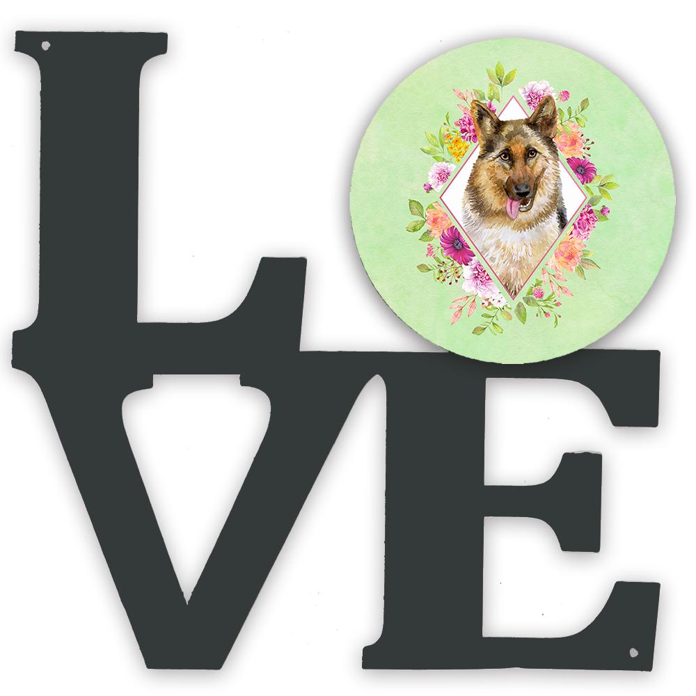 German Shepherd #1 Green Flowers Metal Wall Artwork LOVE CK4306WALV by Caroline's Treasures