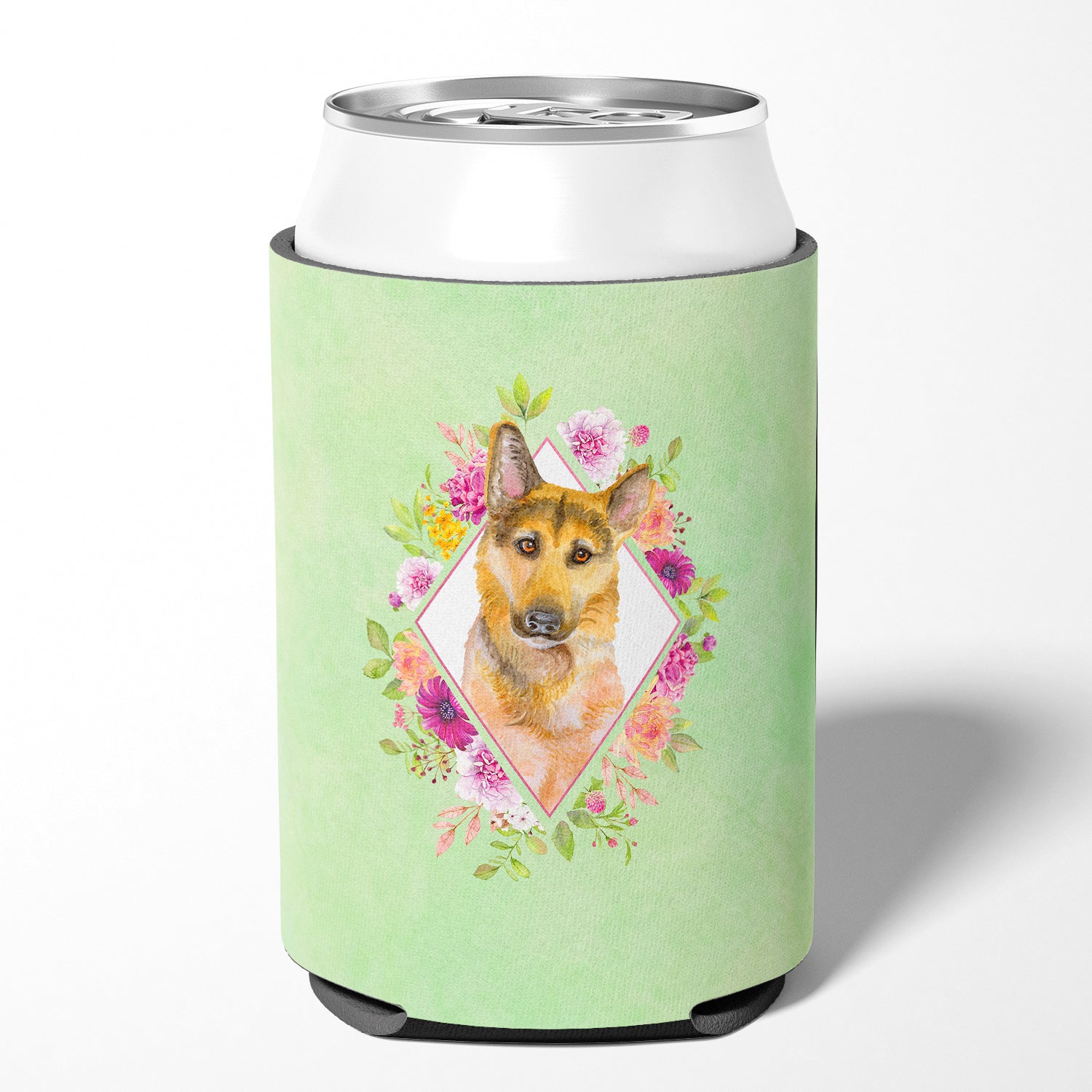 German Shepherd #2 Green Flowers Can or Bottle Hugger CK4307CC  the-store.com.