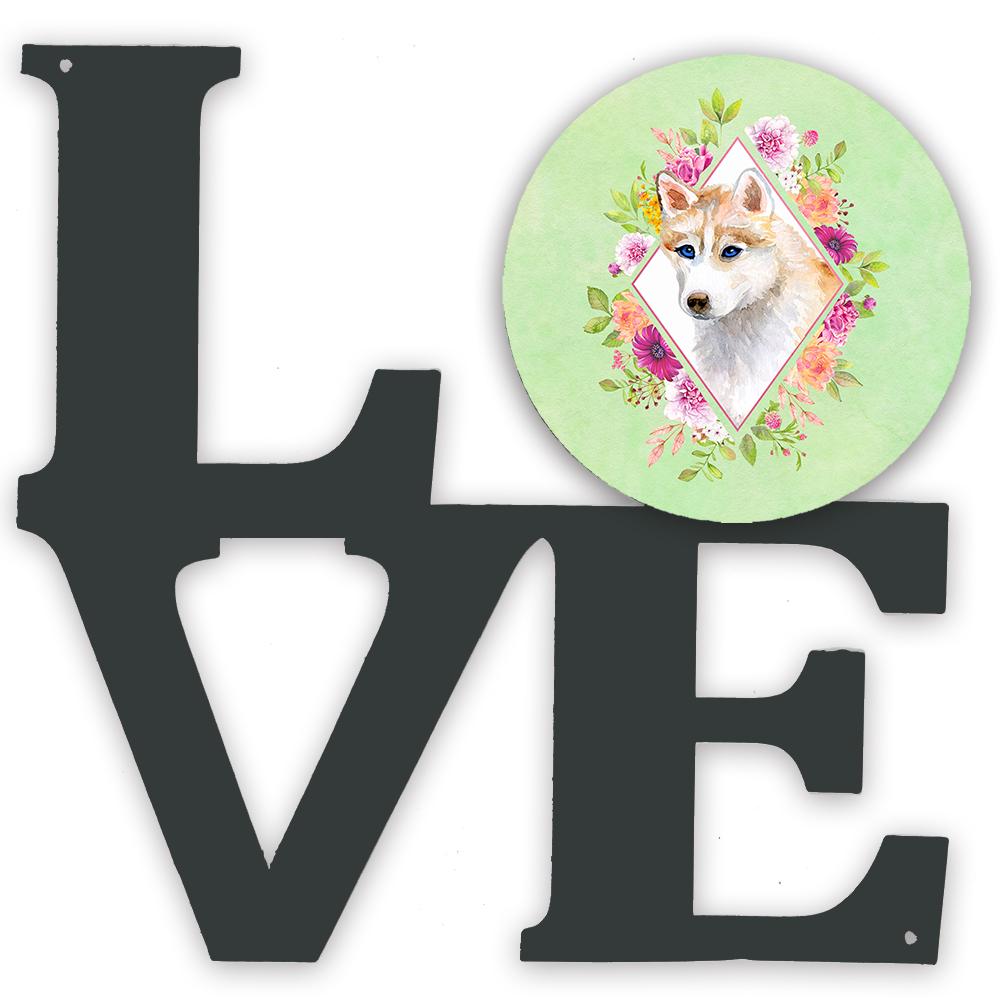 Red Siberian Husky Green Flowers Metal Wall Artwork LOVE CK4308WALV by Caroline's Treasures