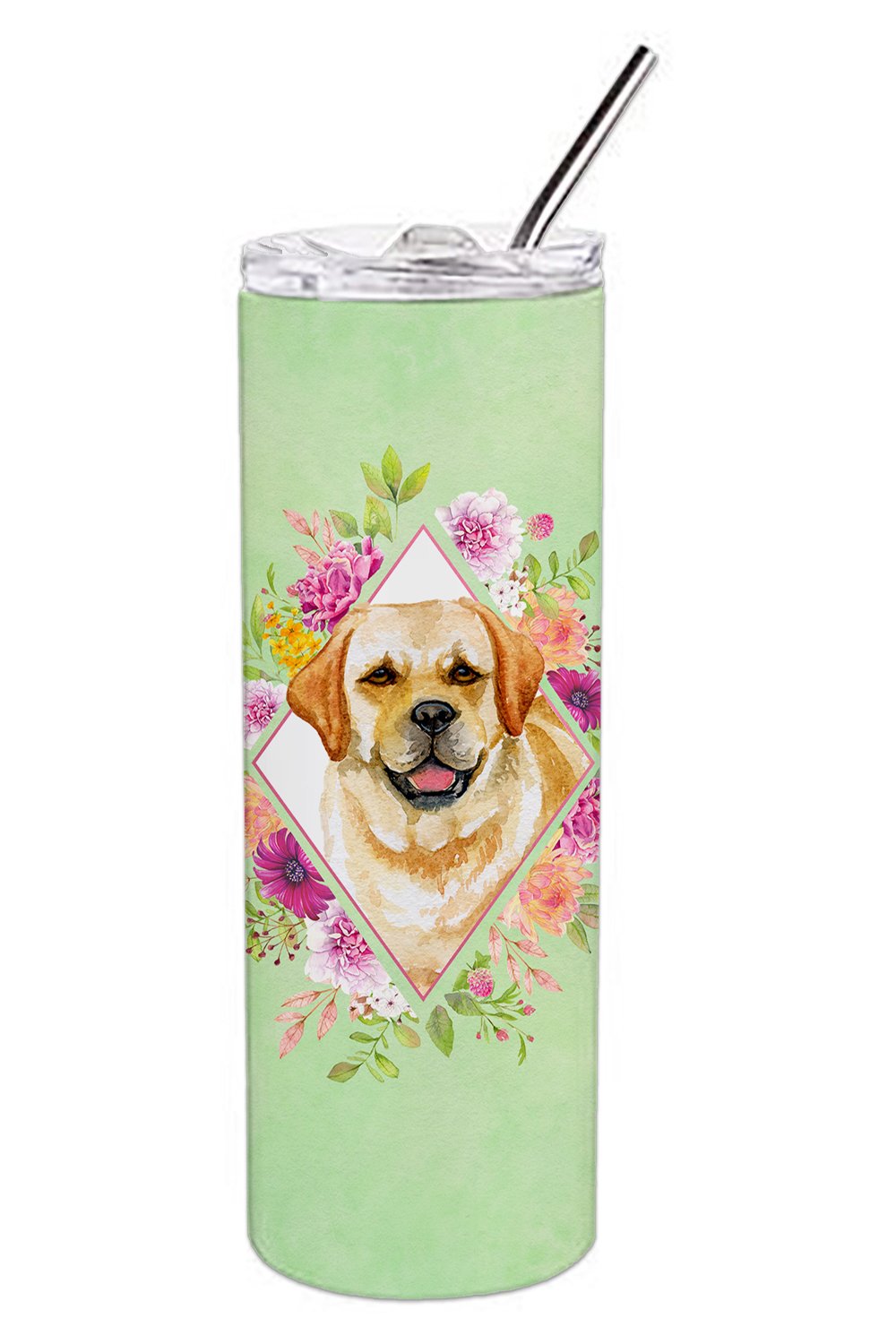 Golden Retriever Green Flowers Double Walled Stainless Steel 20 oz Skinny Tumbler CK4309TBL20 by Caroline&#39;s Treasures