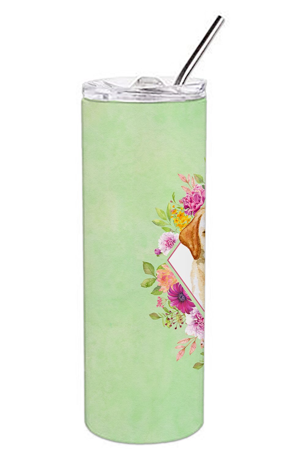 Golden Retriever Green Flowers Double Walled Stainless Steel 20 oz Skinny Tumbler CK4309TBL20 by Caroline's Treasures