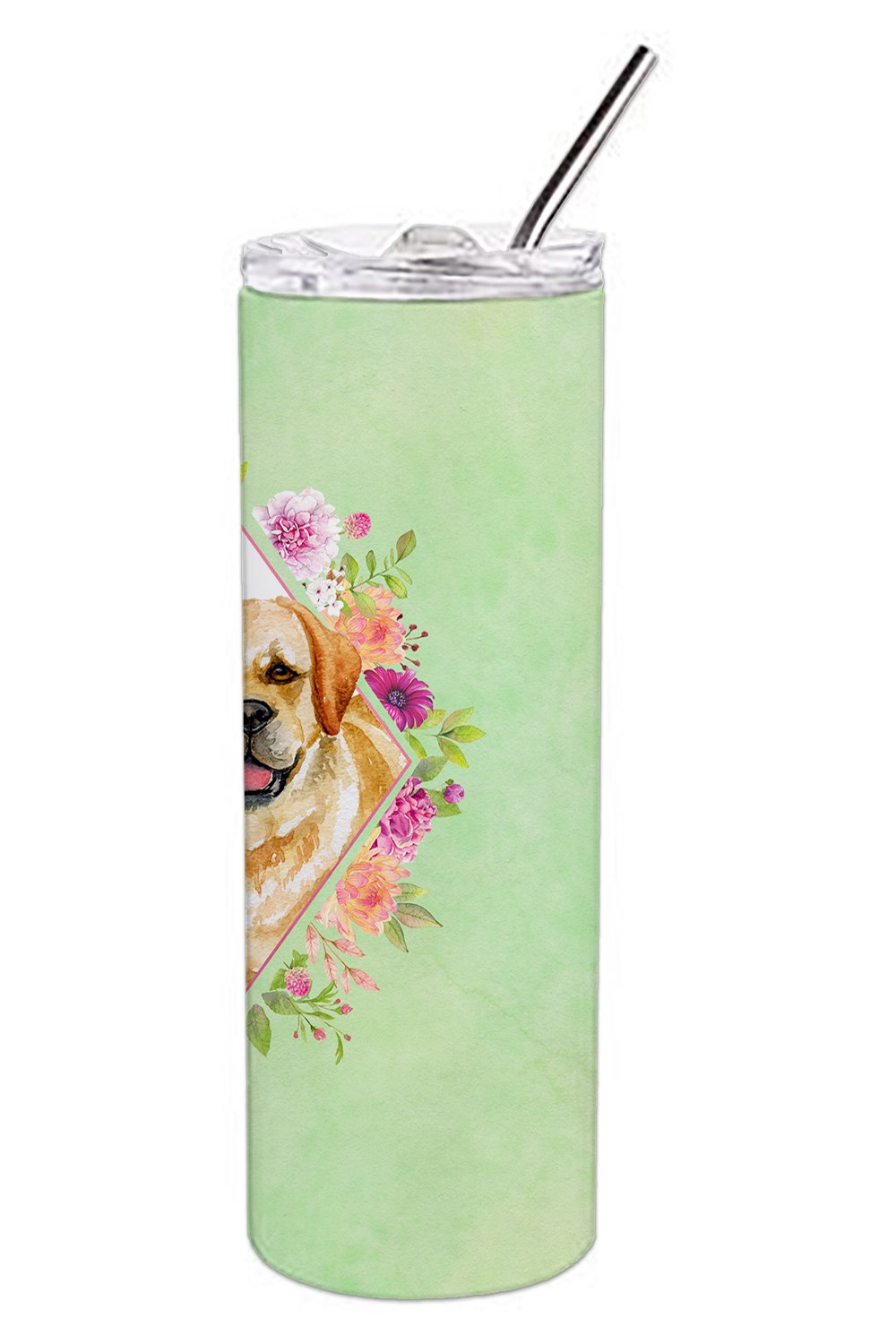 Golden Retriever Green Flowers Double Walled Stainless Steel 20 oz Skinny Tumbler CK4309TBL20 by Caroline's Treasures