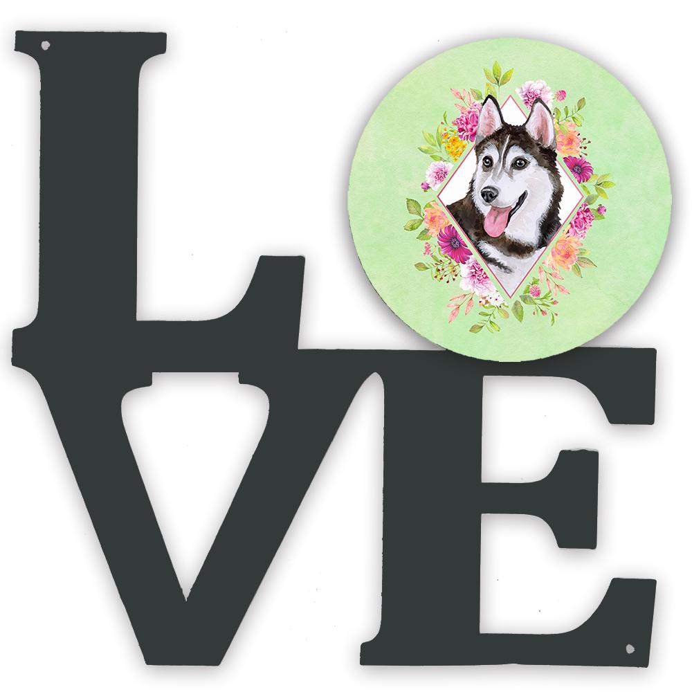 Siberian Husky #1 Green Flowers Metal Wall Artwork LOVE CK4311WALV by Caroline&#39;s Treasures