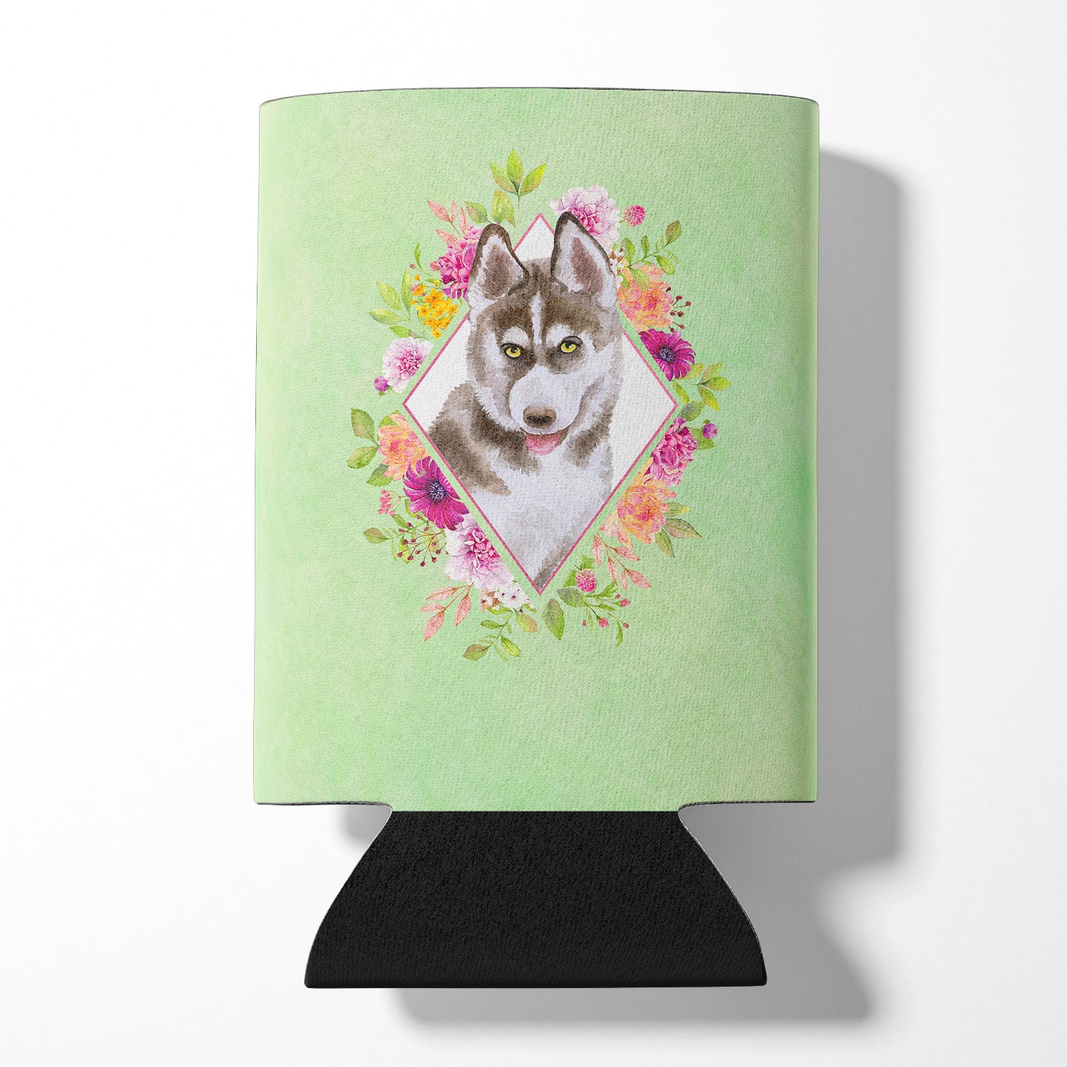 Siberian Husky #2 Green Flowers Can or Bottle Hugger CK4312CC  the-store.com.