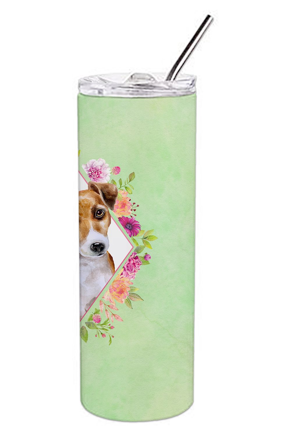 Jack Russell Terrier #1 Green Flowers Double Walled Stainless Steel 20 oz Skinny Tumbler CK4315TBL20 by Caroline's Treasures