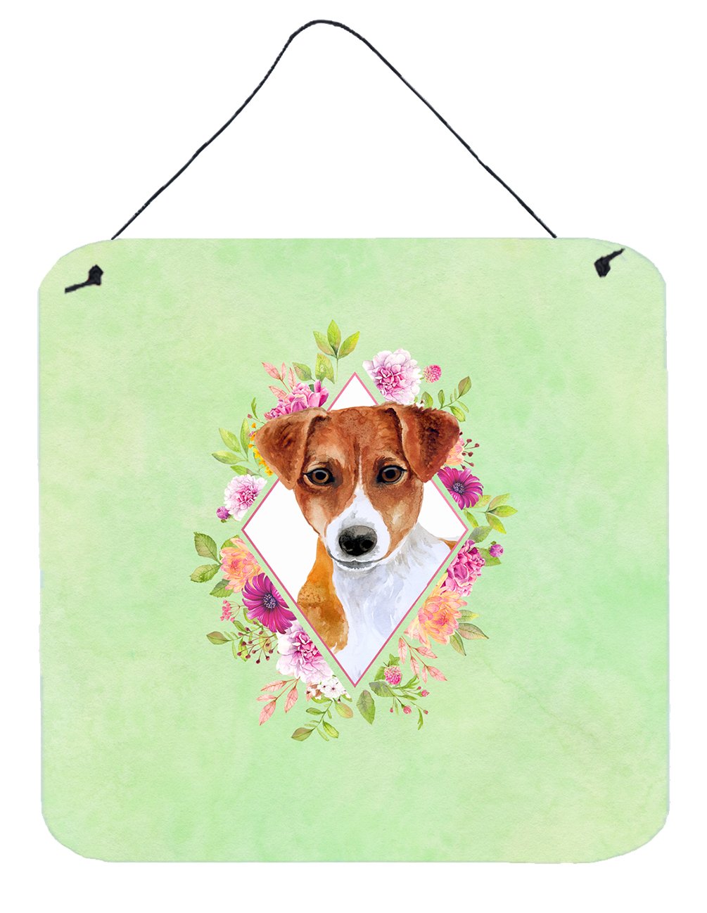 Jack Russell Terrier #2 Green Flowers Wall or Door Hanging Prints CK4316DS66 by Caroline's Treasures