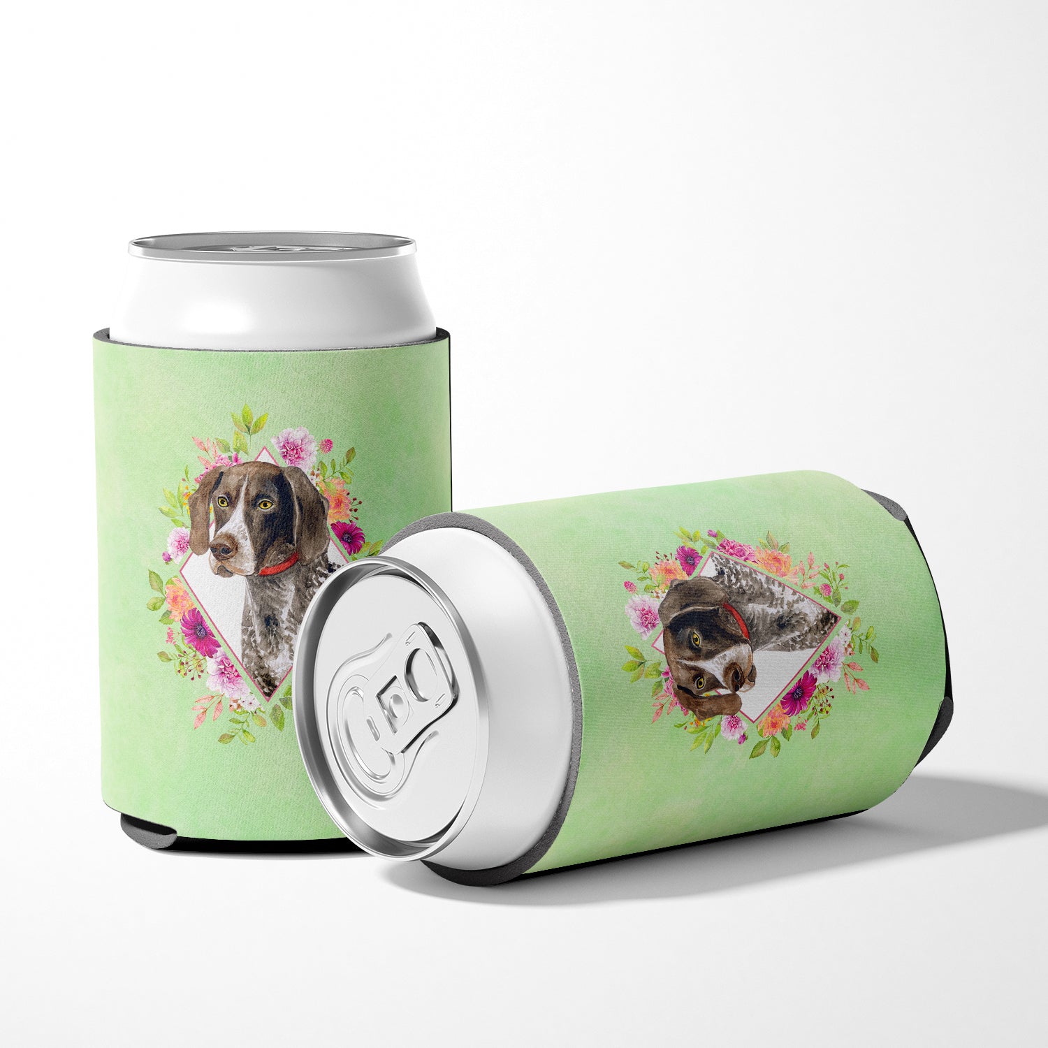German Shorthaired Pointer Green Flowers Can or Bottle Hugger CK4317CC  the-store.com.
