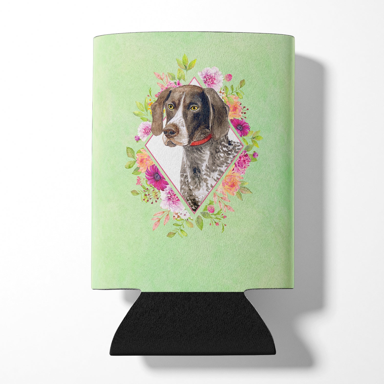 German Shorthaired Pointer Green Flowers Can or Bottle Hugger CK4317CC  the-store.com.