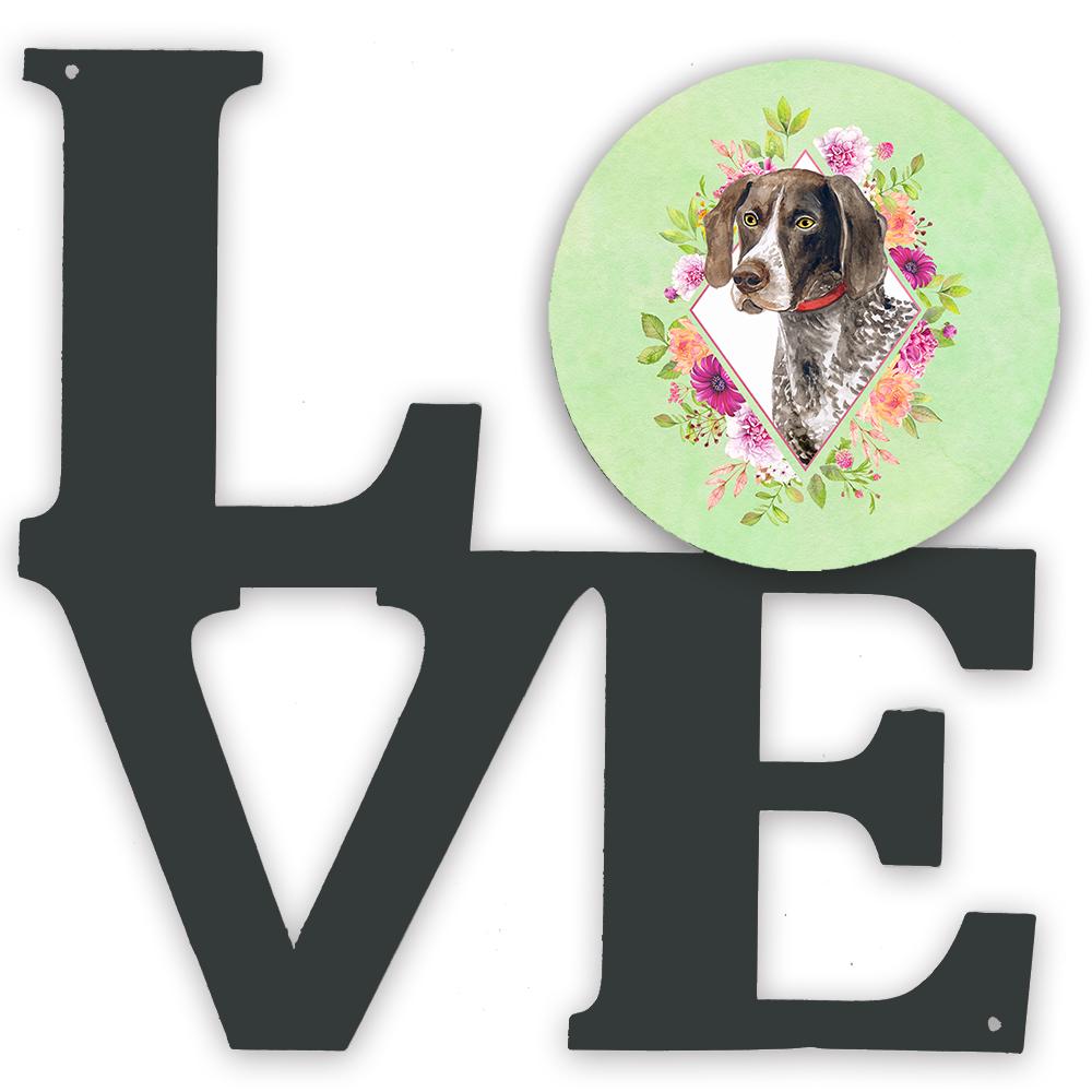 German Shorthaired Pointer Green Flowers Metal Wall Artwork LOVE CK4317WALV by Caroline's Treasures