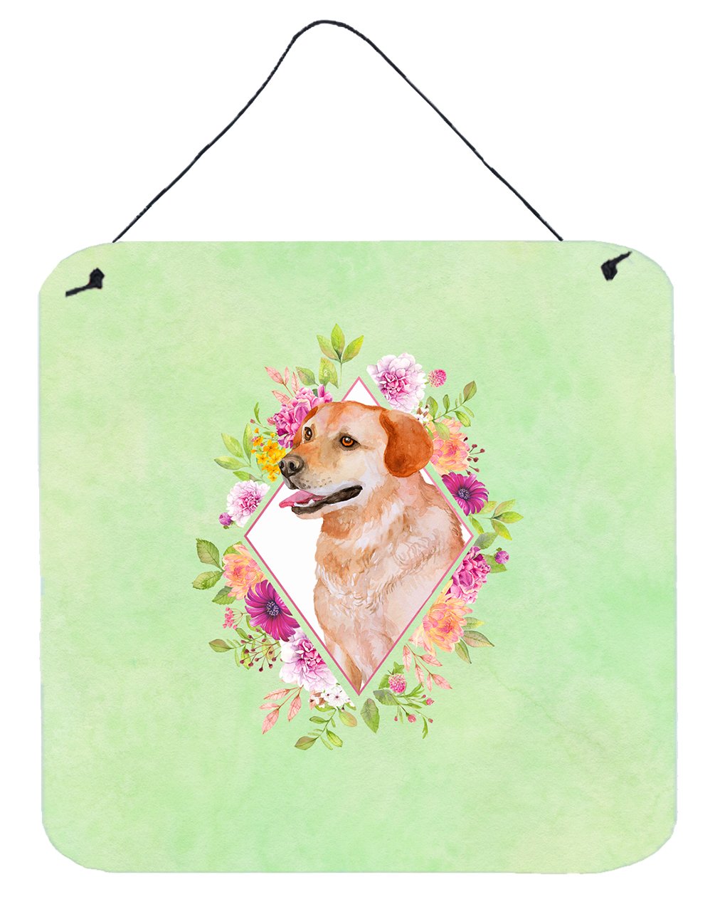 Yellow Labrador Retriever Green Flowers Wall or Door Hanging Prints CK4318DS66 by Caroline's Treasures