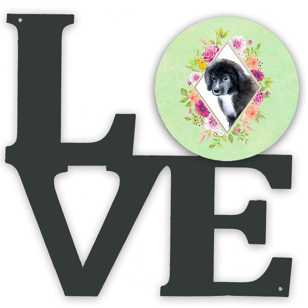 Newfoundland Puppy Green Flowers Metal Wall Artwork LOVE CK4324WALV by Caroline's Treasures