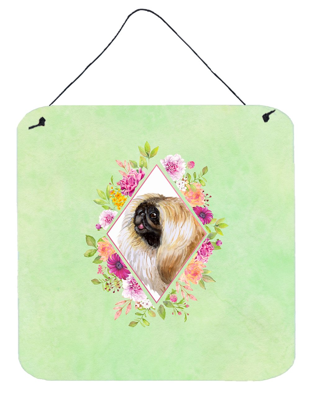 Pekingese Green Flowers Wall or Door Hanging Prints CK4326DS66 by Caroline&#39;s Treasures