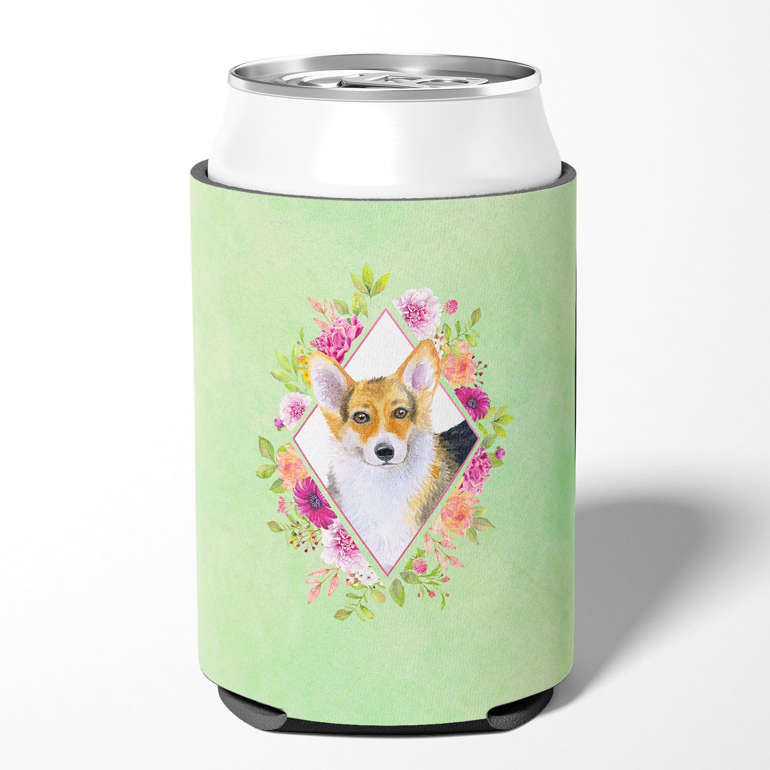 Corgi Green Flowers Can or Bottle Hugger CK4327CC  the-store.com.