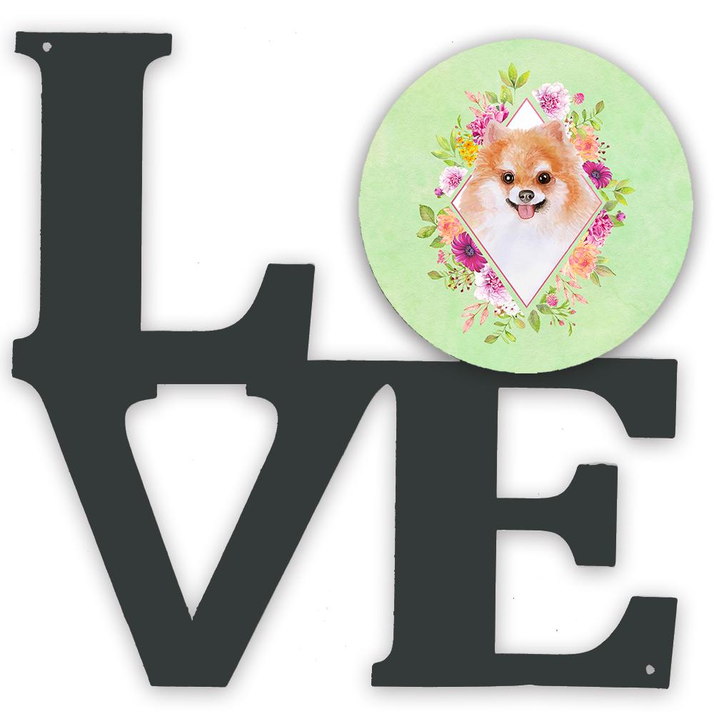 Pomeranian #1 Green Flowers Metal Wall Artwork LOVE CK4329WALV by Caroline's Treasures