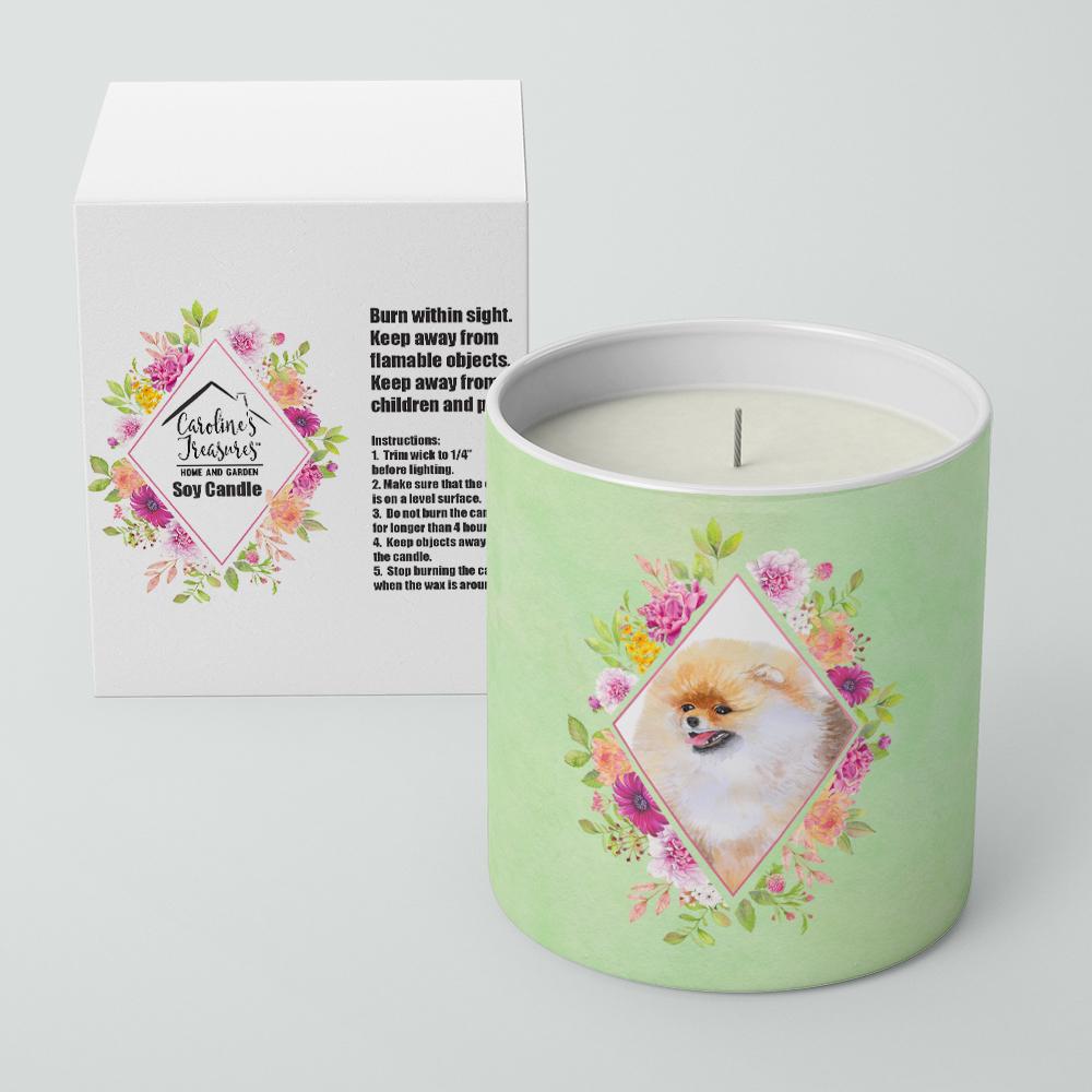 Pomeranian #2 Green Flowers 10 oz Decorative Soy Candle CK4330CDL by Caroline's Treasures