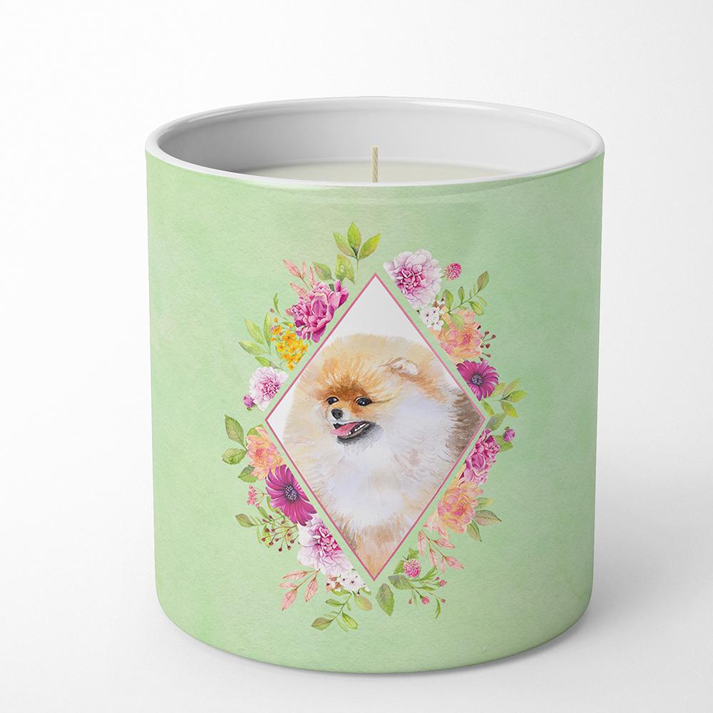 Pomeranian #2 Green Flowers 10 oz Decorative Soy Candle CK4330CDL by Caroline's Treasures