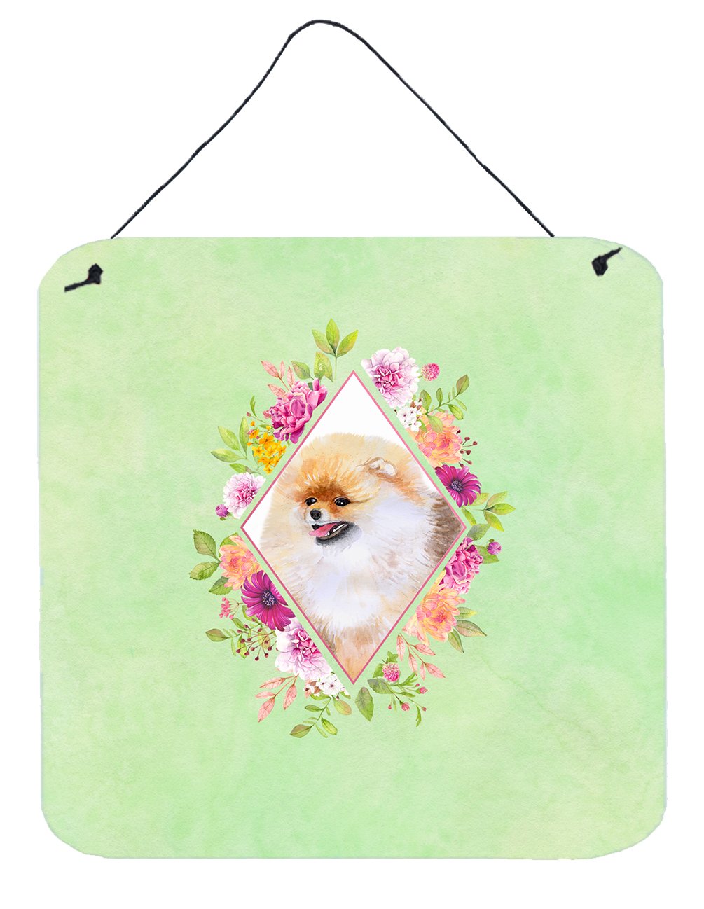 Pomeranian #2 Green Flowers Wall or Door Hanging Prints CK4330DS66 by Caroline's Treasures