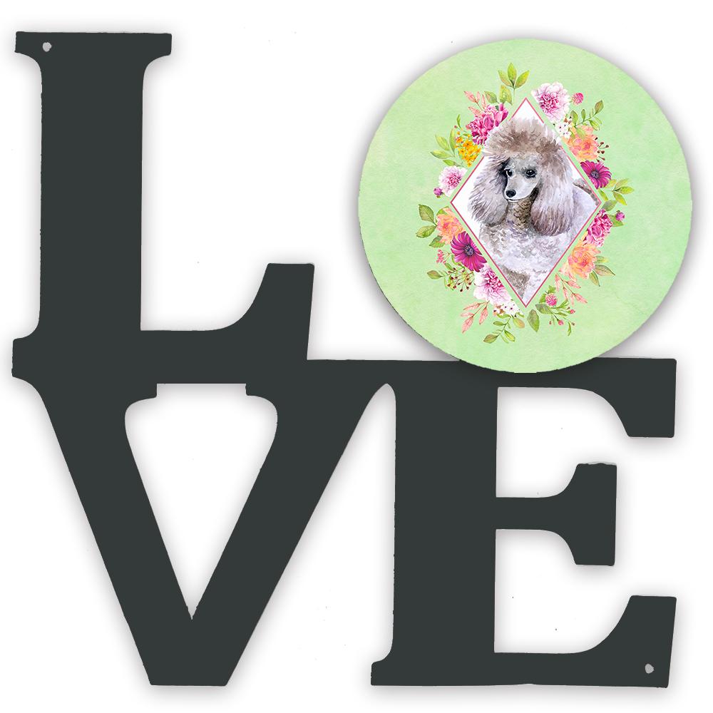 Standard Grey Poodle Green Flowers Metal Wall Artwork LOVE CK4333WALV by Caroline's Treasures