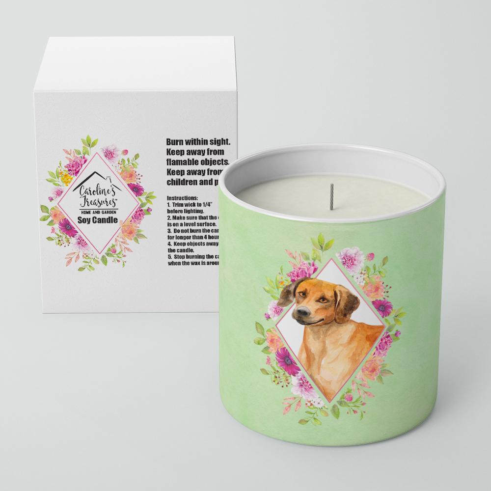 Rhodesian Ridgeback Green Flowers 10 oz Decorative Soy Candle CK4335CDL by Caroline's Treasures