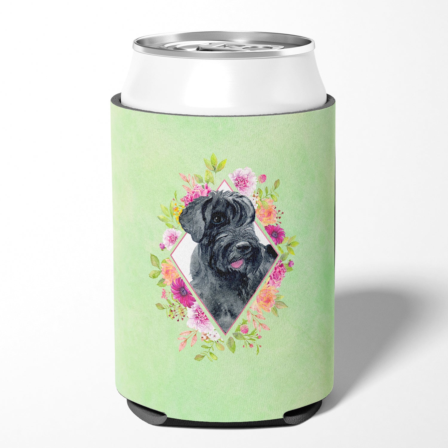 Giant Schnauzer Green Flowers Can or Bottle Hugger CK4338CC  the-store.com.