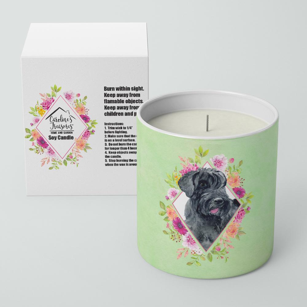 Giant Schnauzer Green Flowers 10 oz Decorative Soy Candle CK4338CDL by Caroline's Treasures