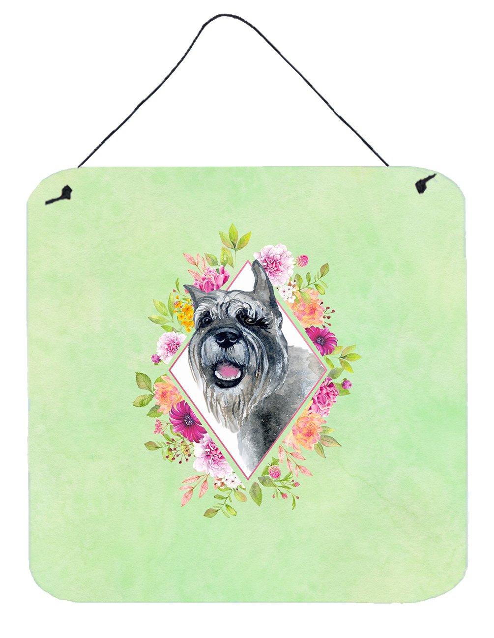 Schnauzer Green Flowers Wall or Door Hanging Prints CK4339DS66 by Caroline's Treasures