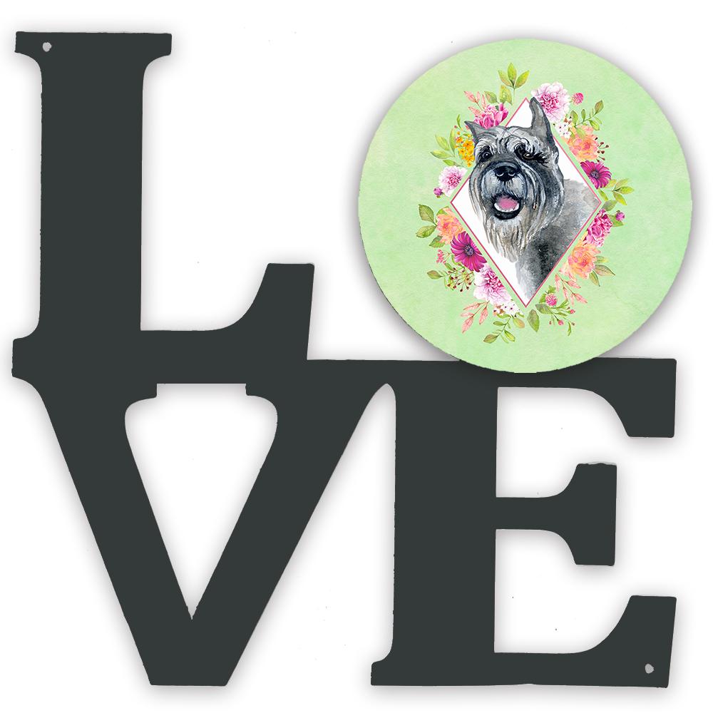 Schnauzer Green Flowers Metal Wall Artwork LOVE CK4339WALV by Caroline's Treasures