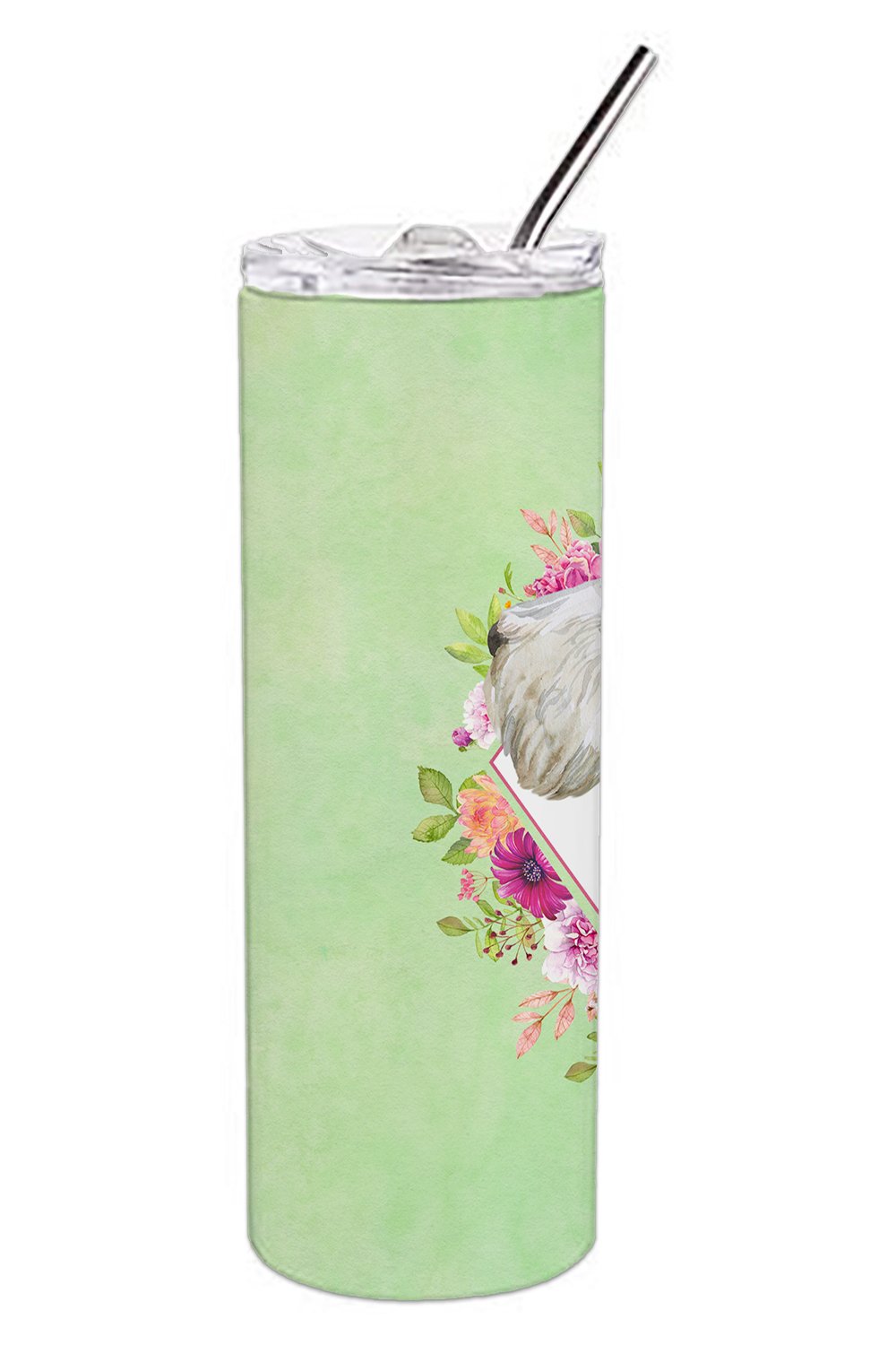 Sealyham Terrier Green Flowers Double Walled Stainless Steel 20 oz Skinny Tumbler CK4340TBL20 by Caroline's Treasures