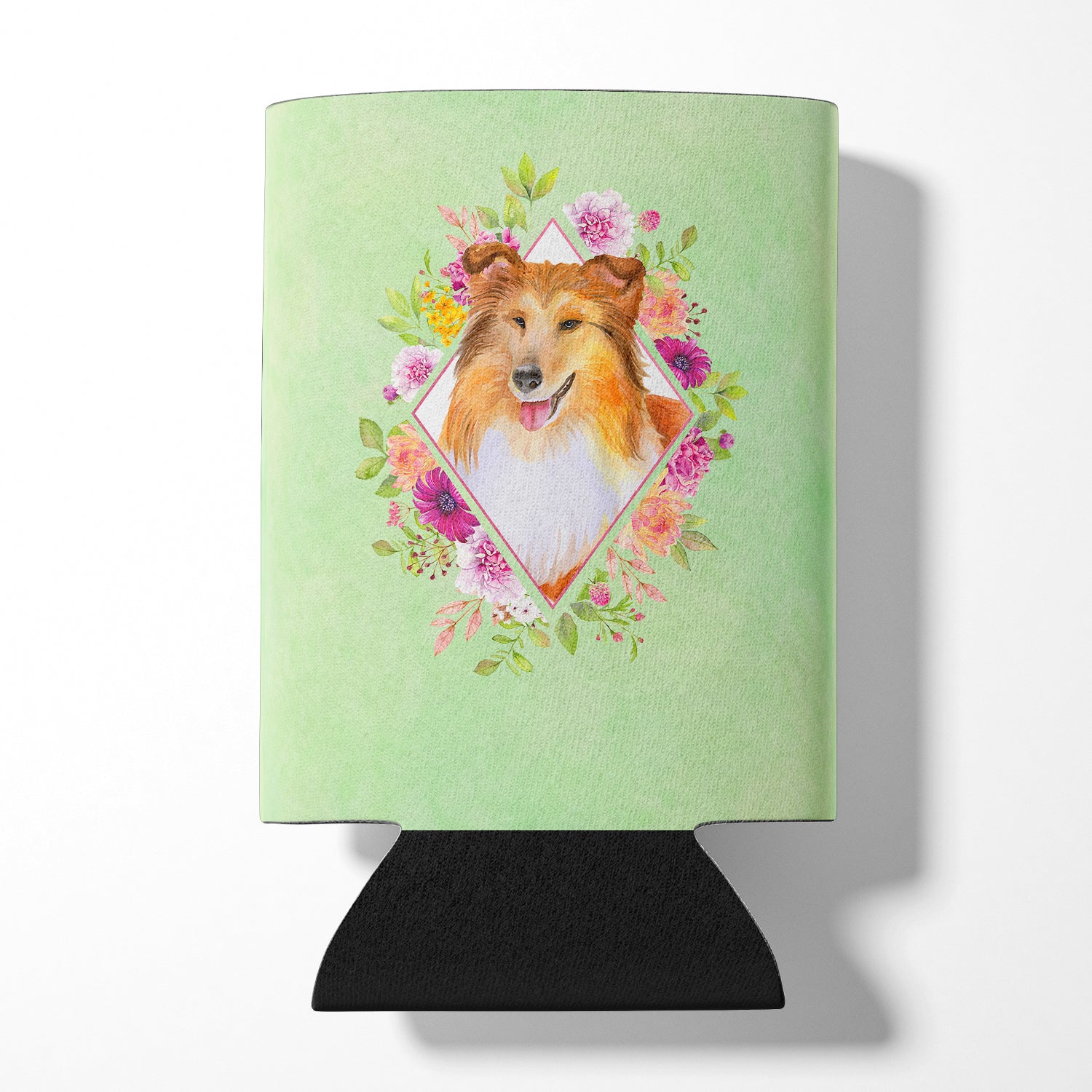 Sheltie Shetland Sheepdog Green Flowers Can or Bottle Hugger CK4342CC  the-store.com.