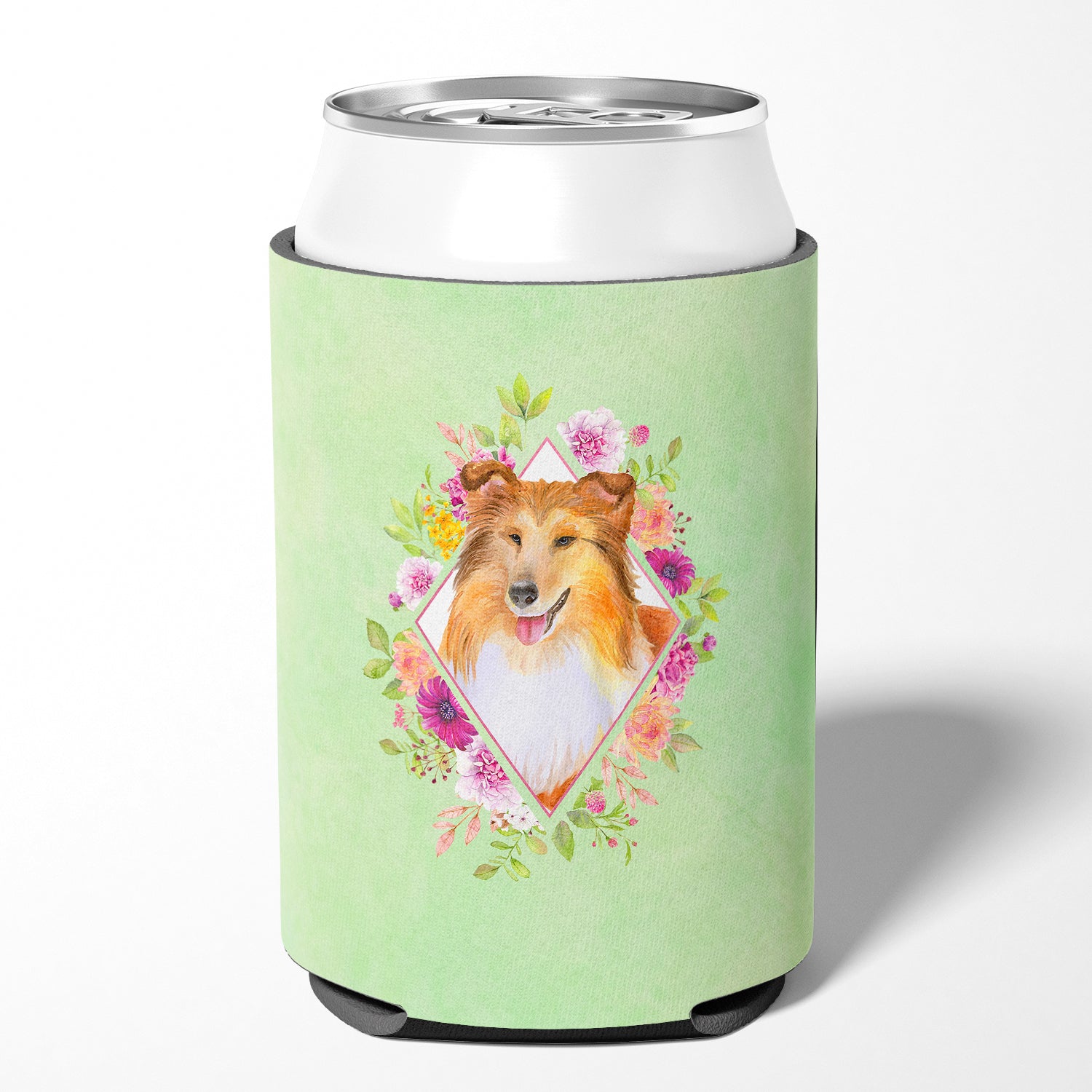 Sheltie Shetland Sheepdog Green Flowers Can or Bottle Hugger CK4342CC  the-store.com.