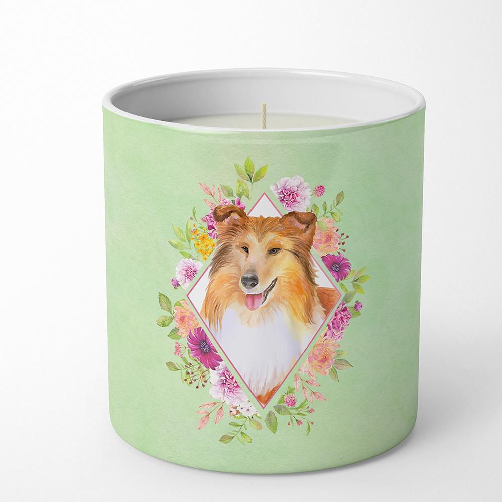 Sheltie Shetland Sheepdog Green Flowers 10 oz Decorative Soy Candle CK4342CDL by Caroline's Treasures