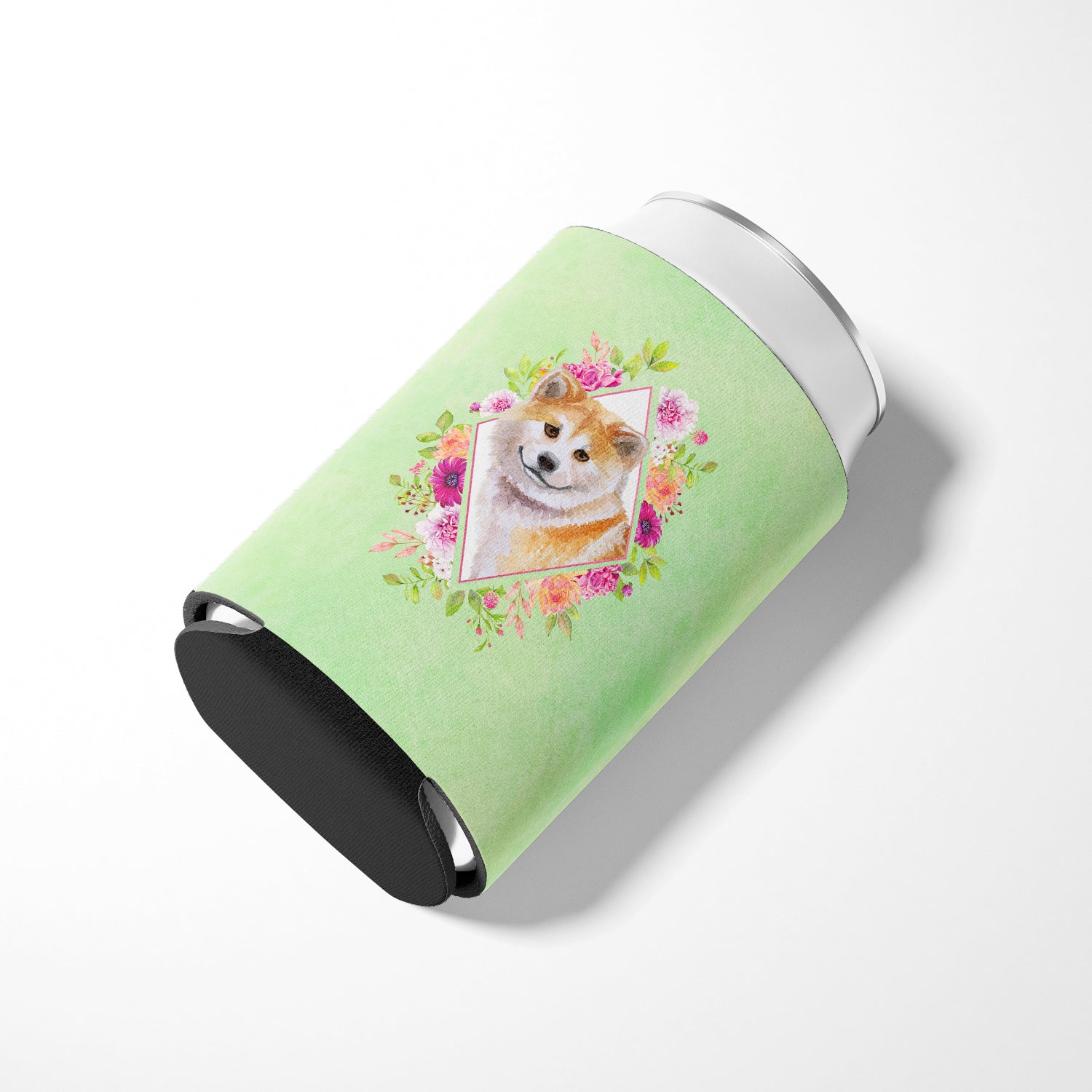 Shiba Inu Green Flowers Can or Bottle Hugger CK4343CC  the-store.com.