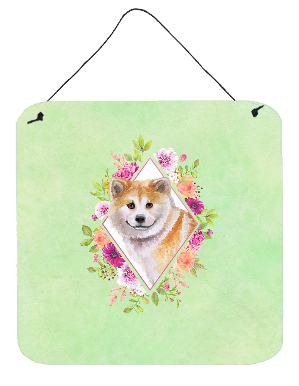 Shiba Inu Green Flowers Wall or Door Hanging Prints CK4343DS66 by Caroline's Treasures