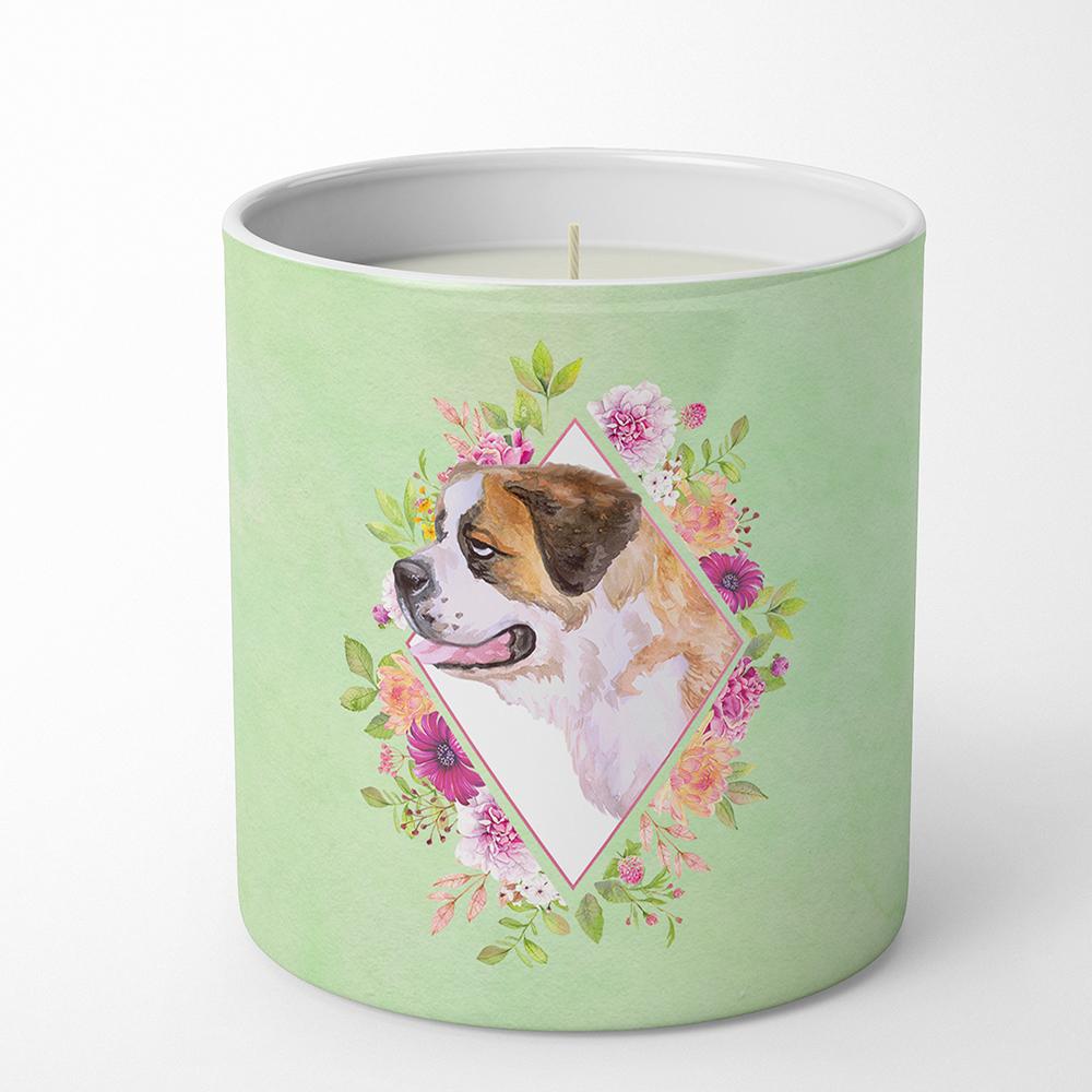 Saint Bernard #1 Green Flowers 10 oz Decorative Soy Candle CK4346CDL by Caroline's Treasures