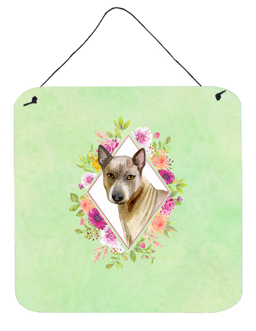 Thai Ridgeback Green Flowers Wall or Door Hanging Prints CK4348DS66 by Caroline&#39;s Treasures