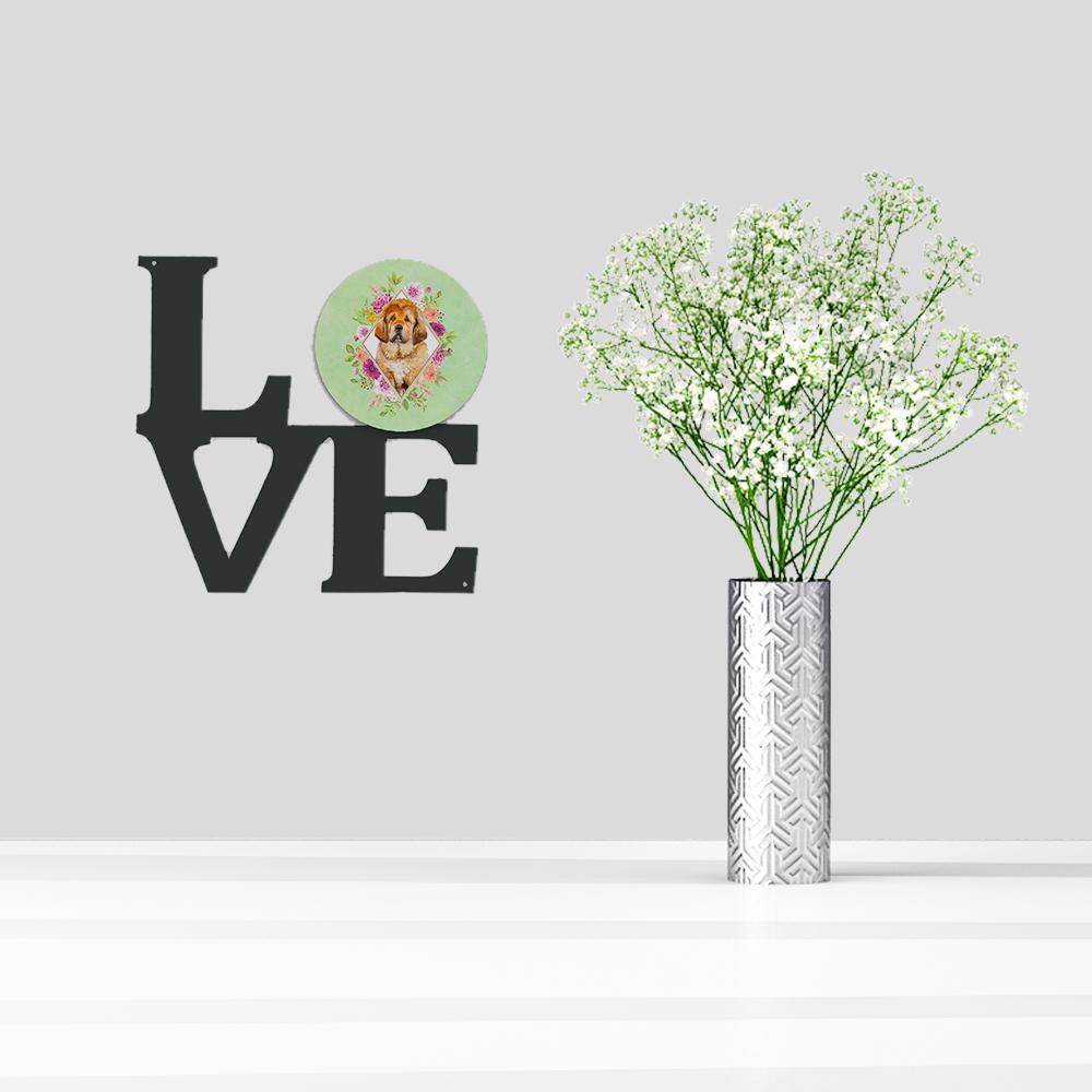 Tibetian Mastiff Puppy Green Flowers Metal Wall Artwork LOVE CK4349WALV by Caroline's Treasures