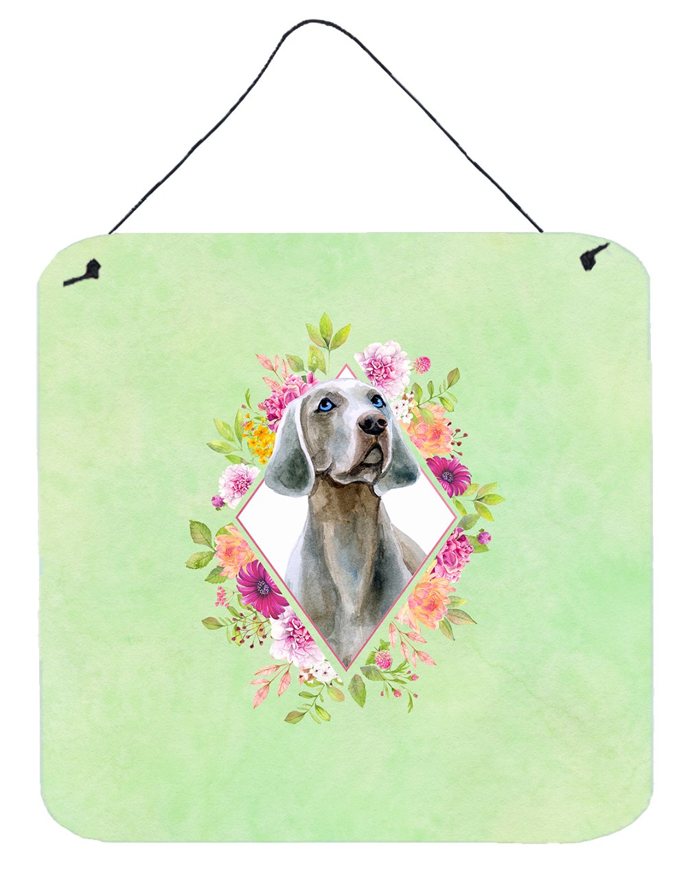 Weimaraner Green Flowers Wall or Door Hanging Prints CK4351DS66 by Caroline's Treasures