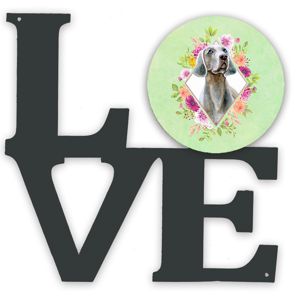 Weimaraner Green Flowers Metal Wall Artwork LOVE CK4351WALV by Caroline's Treasures