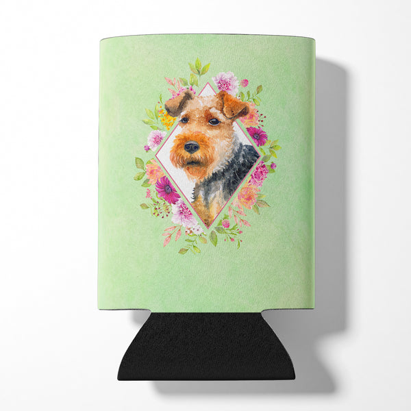 Welsh Terrier Green Flowers Can or Bottle Hugger CK4352CC  the-store.com.