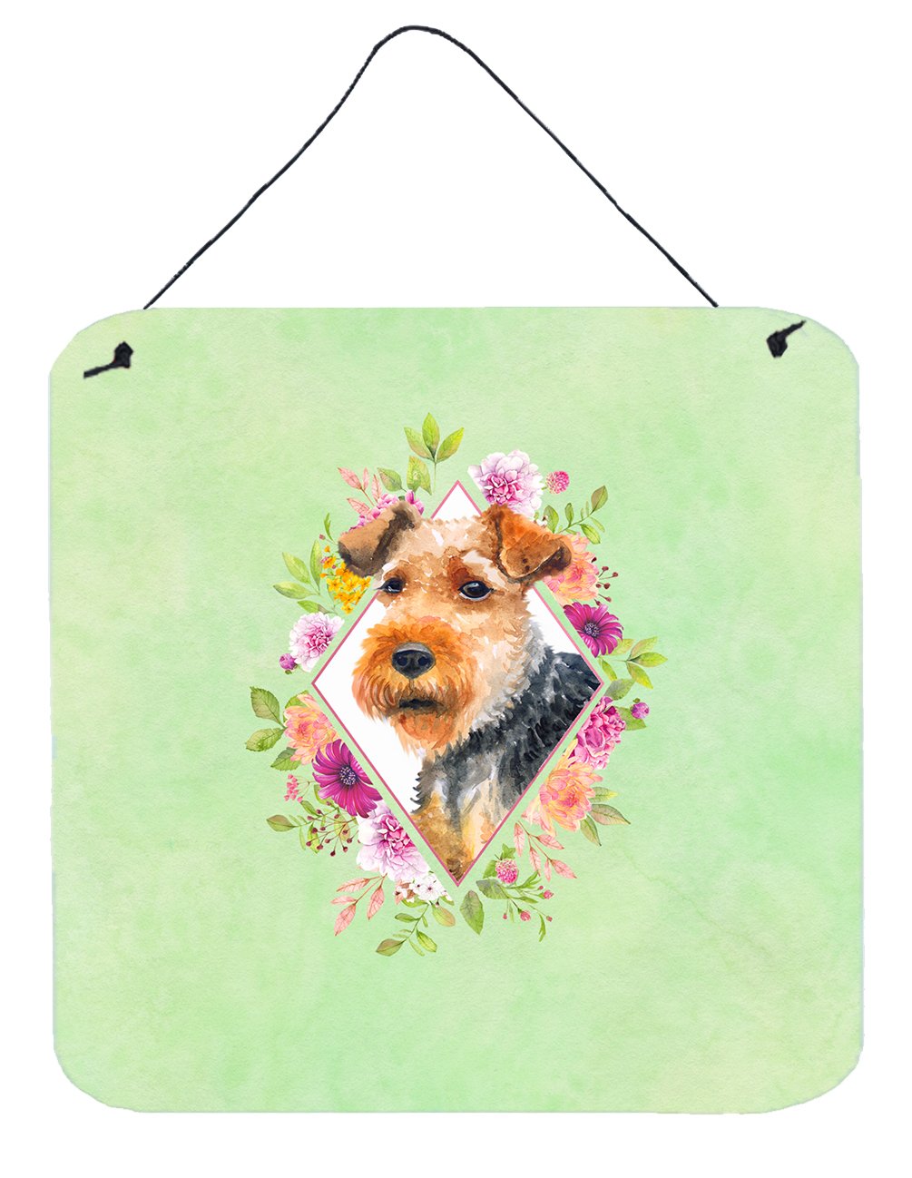 Welsh Terrier Green Flowers Wall or Door Hanging Prints CK4352DS66 by Caroline&#39;s Treasures