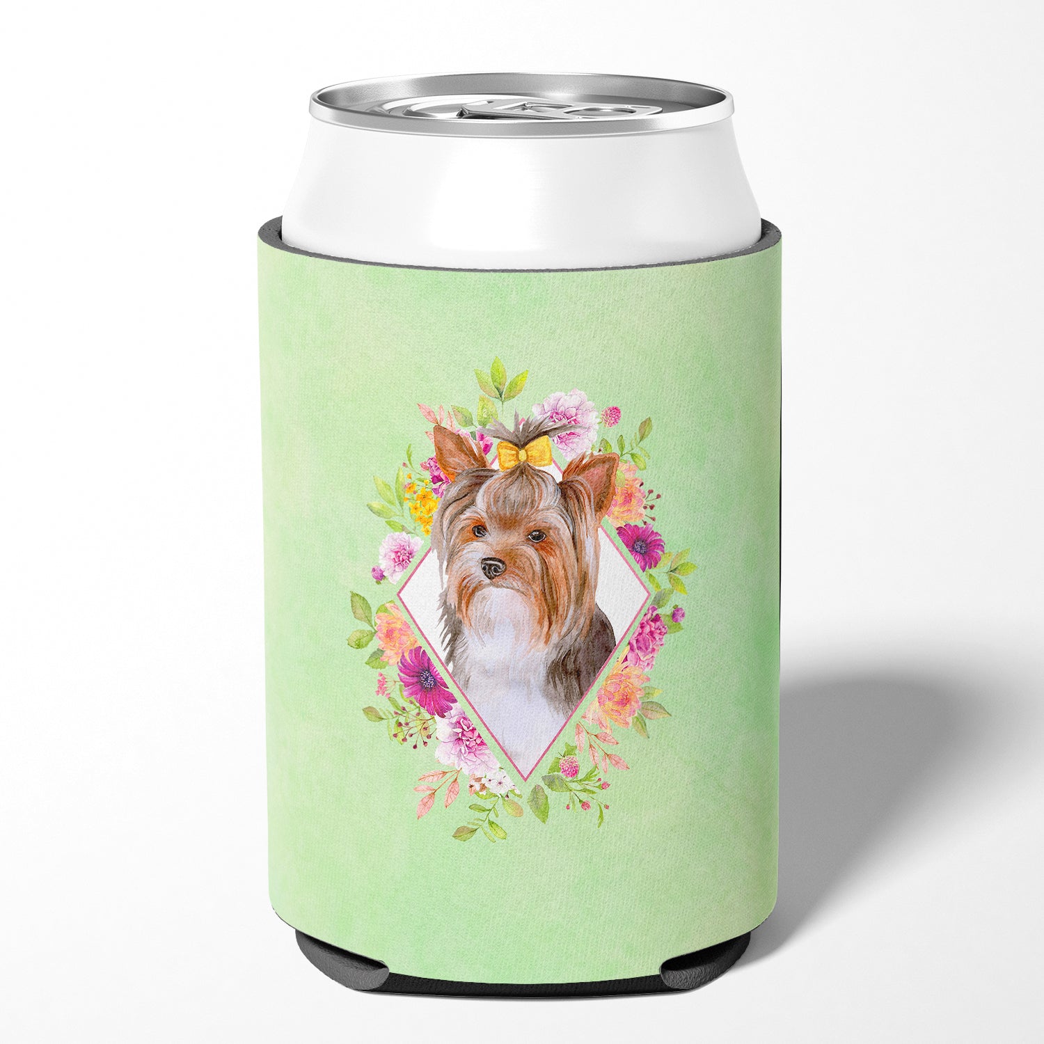 Yorkshire Terrier #1 Green Flowers Can or Bottle Hugger CK4354CC  the-store.com.